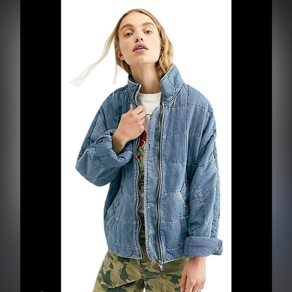 Free People Jackets & Blazers - Free People Blue Quilted Jacket